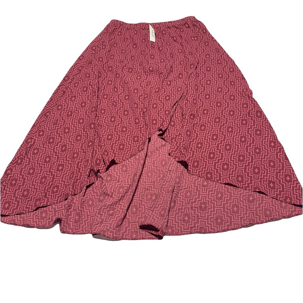 ARIAT SIZE L Large Hi low Midi Skirt Skort Tulip Ruby Stone Cross Print NWT